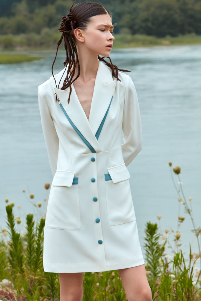 COLOR BLOCK BLAZER STYLE DRESS