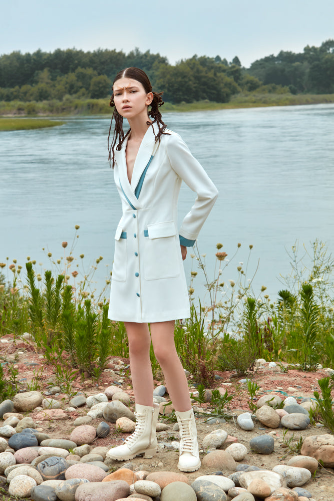 COLOR BLOCK BLAZER STYLE DRESS
