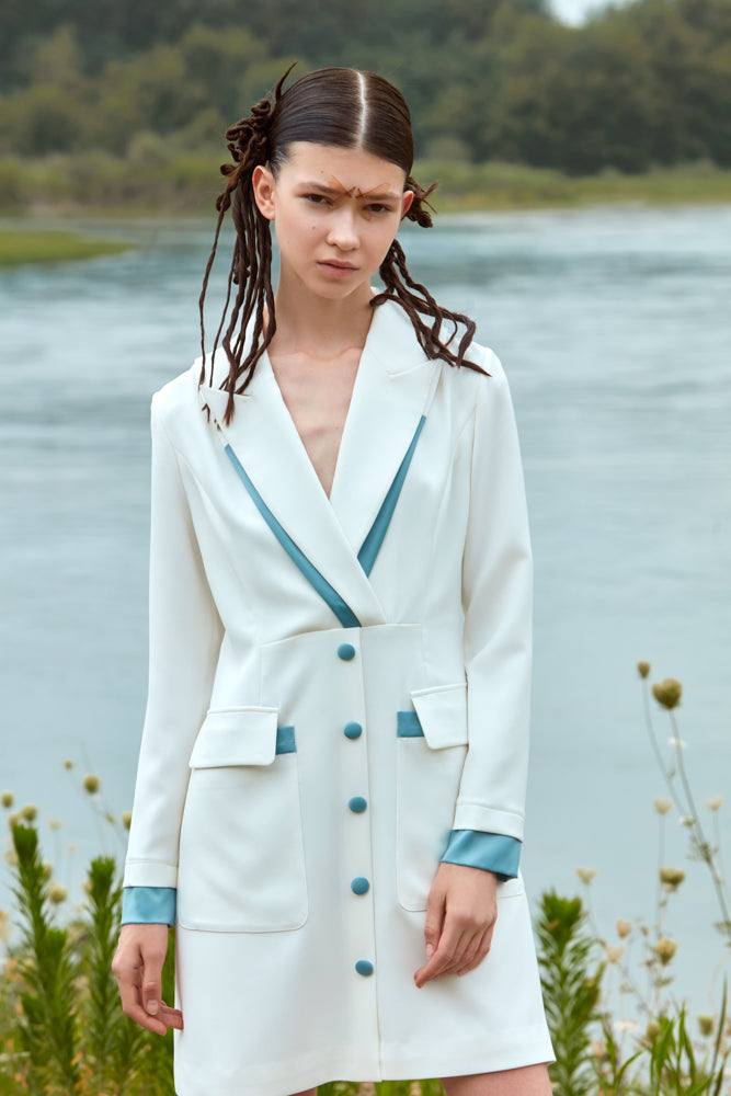 COLOR BLOCK BLAZER STYLE DRESS