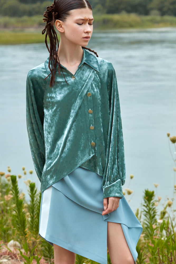 DECONSTRUCTED VELVET TOP