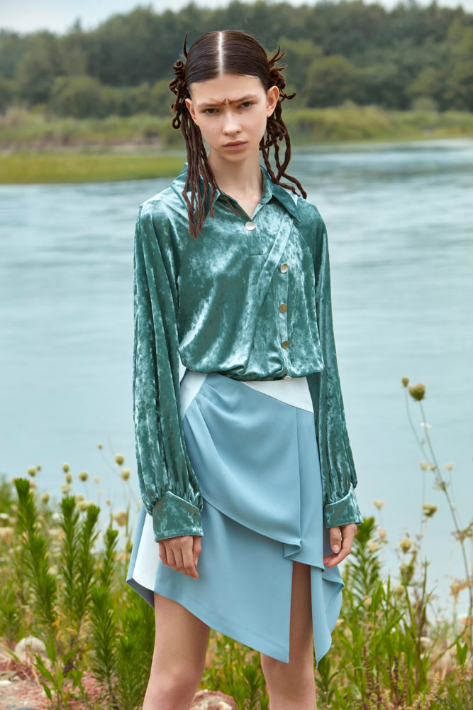 DECONSTRUCTED VELVET TOP