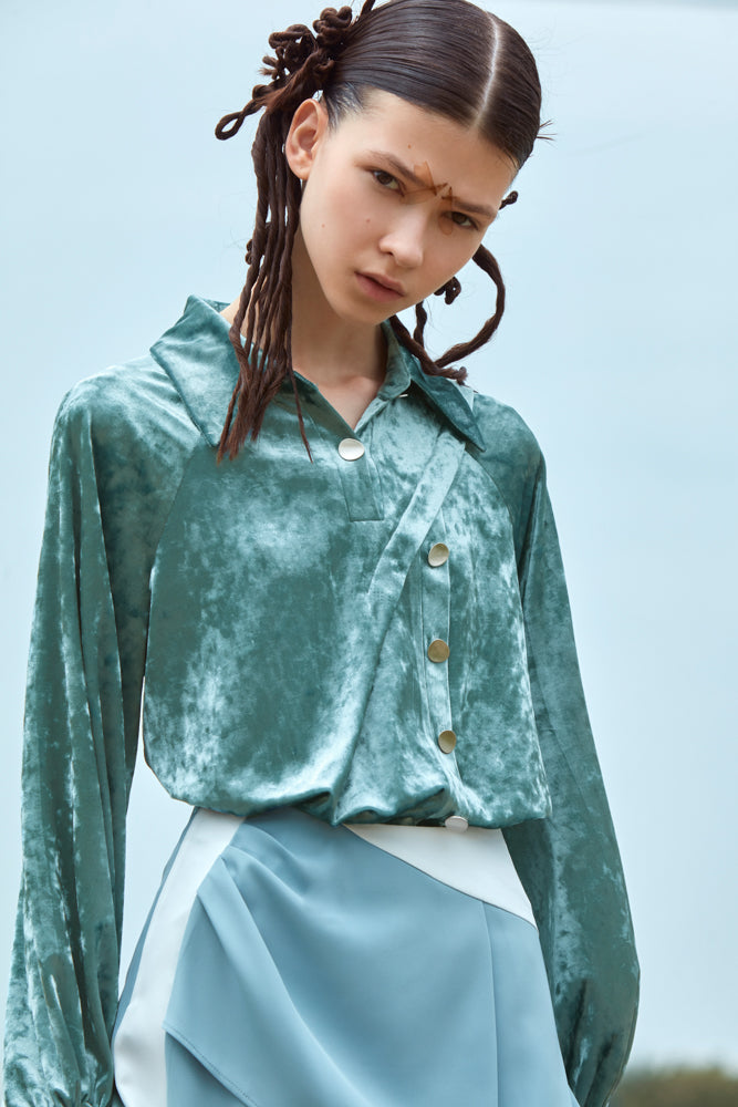 DECONSTRUCTED VELVET TOP