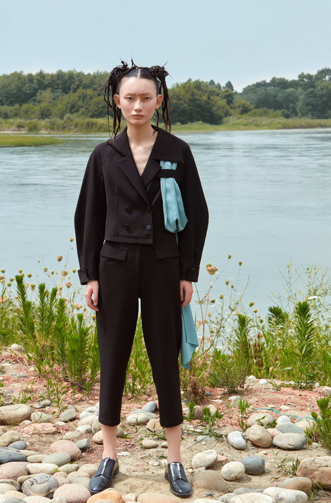 JUMPSUIT WITH DETACHABLE SATIN RIBBON