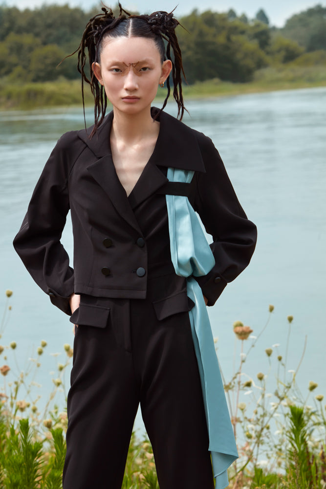 JUMPSUIT WITH DETACHABLE SATIN RIBBON