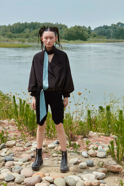 JACKET WITH DETACHABLE SATIN RIBBON