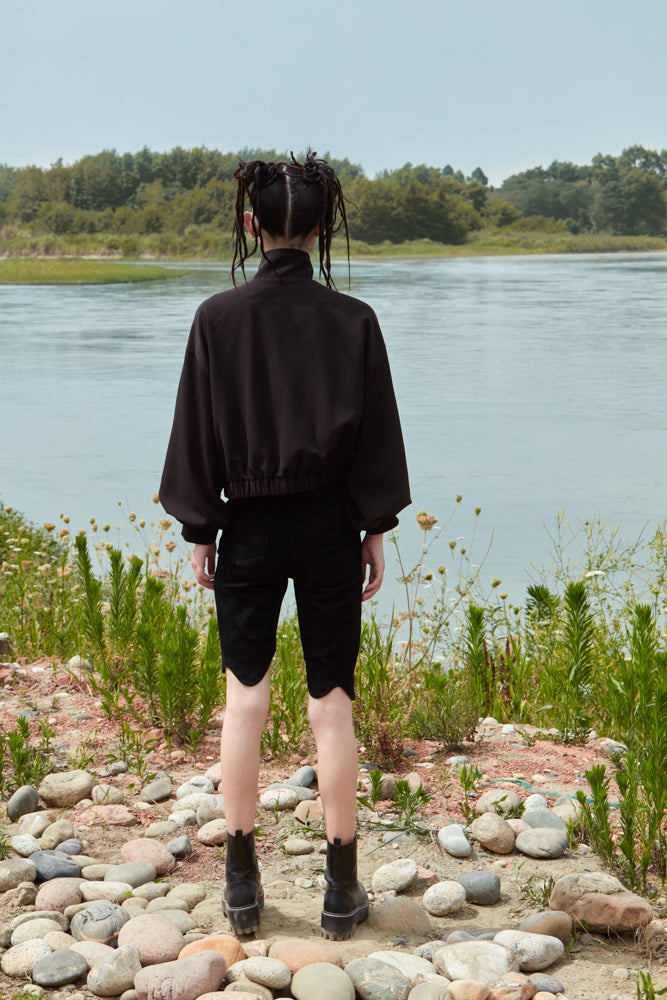 JACKET WITH DETACHABLE SATIN RIBBON