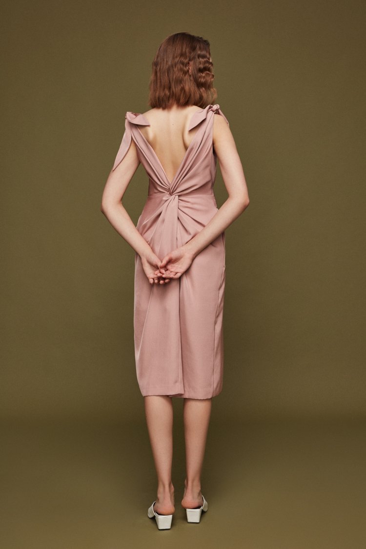 Backless Dress with Knotted Details - BLANCORE