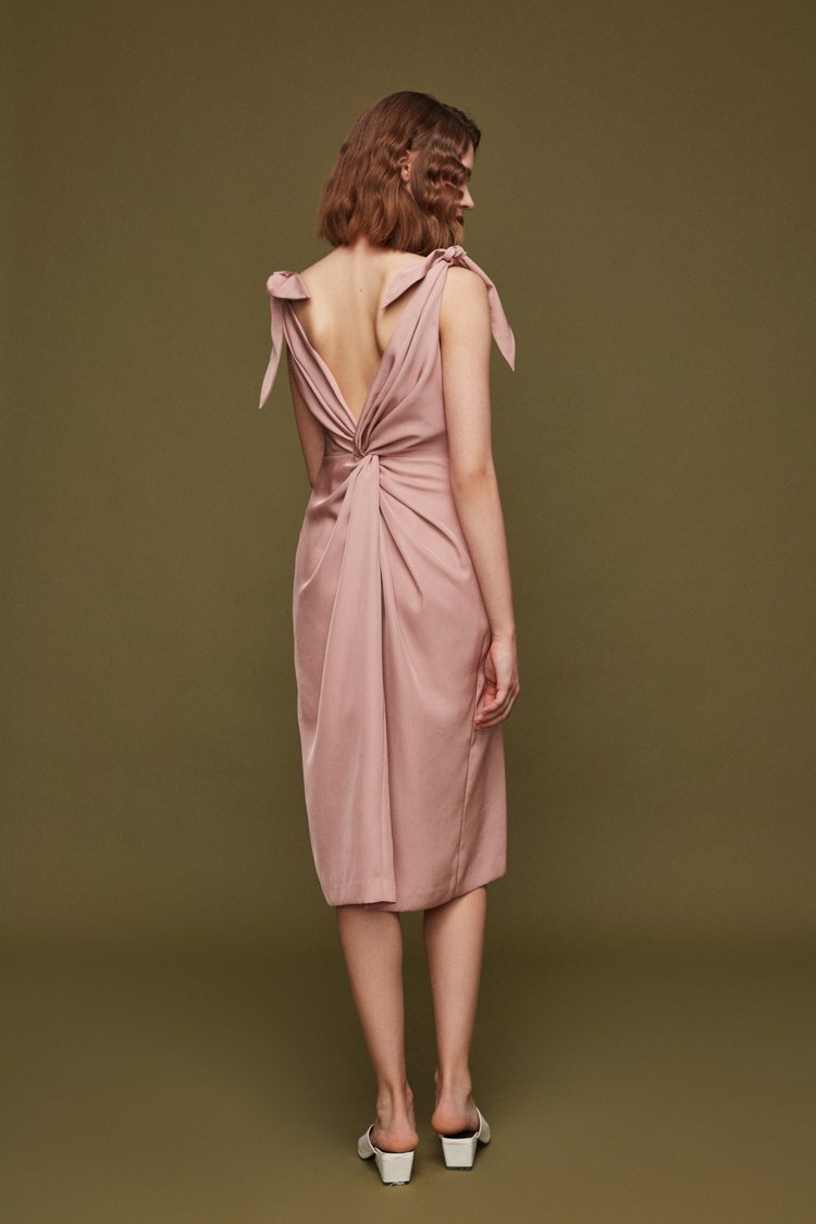 Backless Dress with Knotted Details - BLANCORE