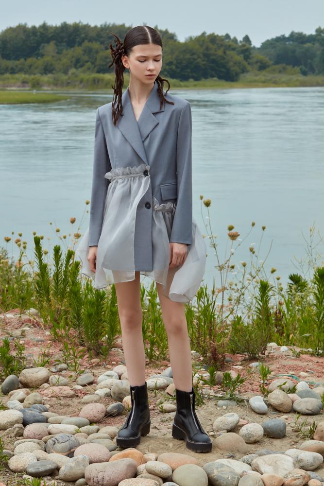 BLAZER STYLE DRESS WITH DETACHABLE BOTTOM - BLANCORE