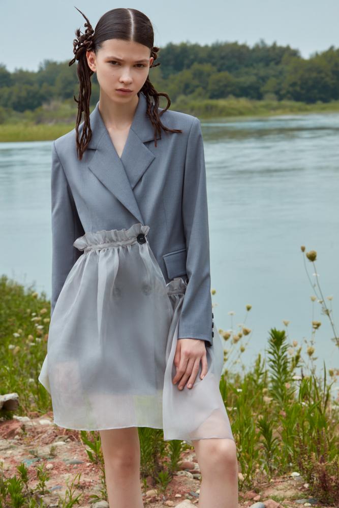 BLAZER STYLE DRESS WITH DETACHABLE BOTTOM - BLANCORE