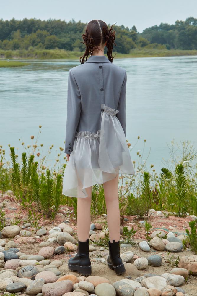 BLAZER STYLE DRESS WITH DETACHABLE BOTTOM - BLANCORE