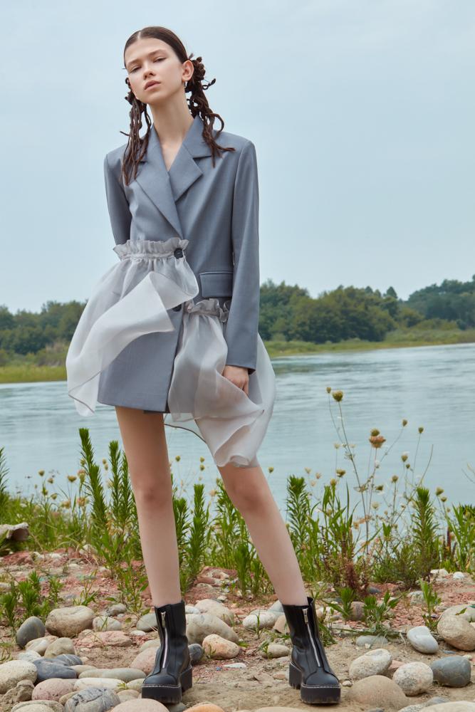 BLAZER STYLE DRESS WITH DETACHABLE BOTTOM - BLANCORE