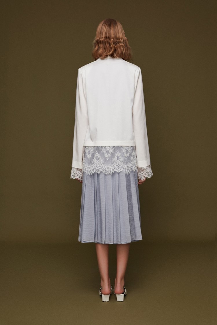Blazer with Detachable Lace - BLANCORE