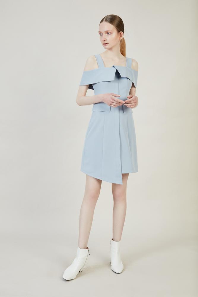 Blue Dress With Detachable Bottom - BLANCORE