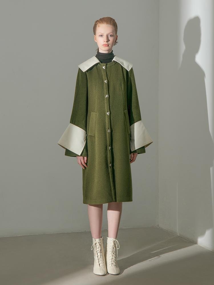 “Coat” Dress With Color Block Lapel - BLANCORE