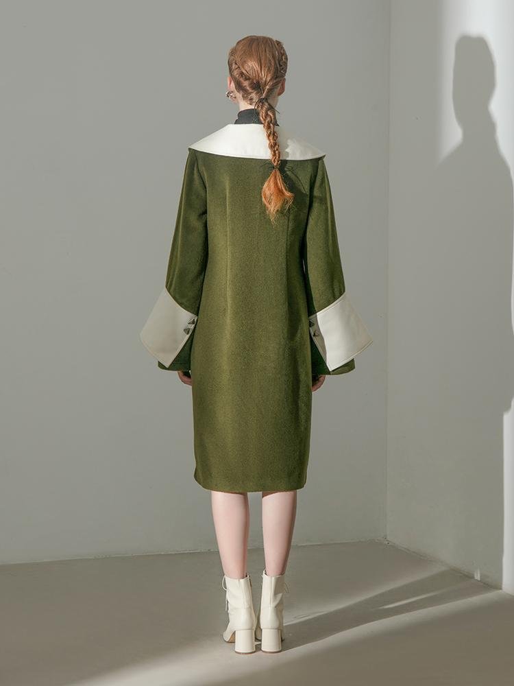 “Coat” Dress With Color Block Lapel - BLANCORE