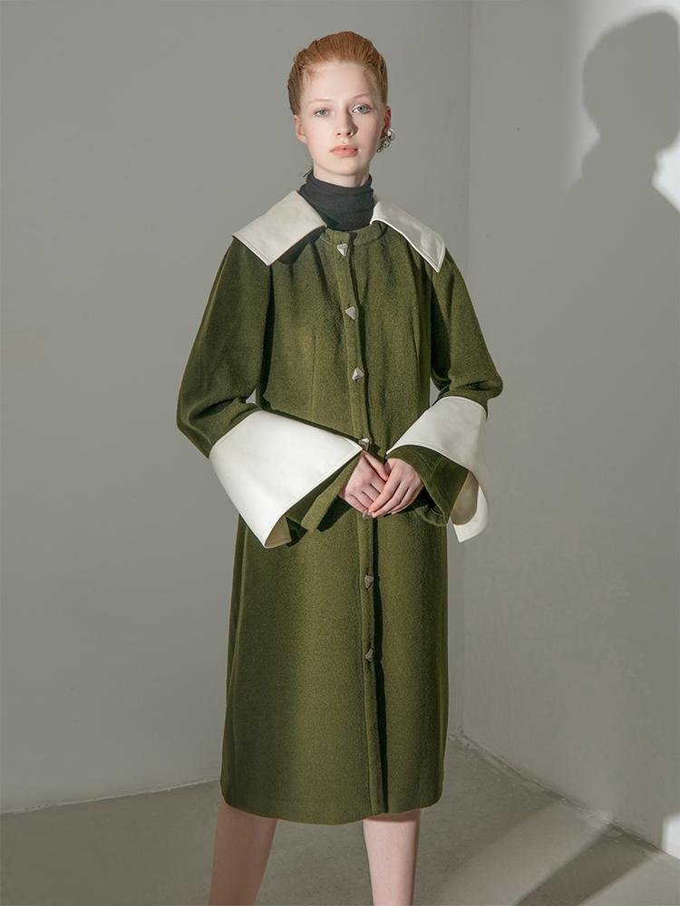 “Coat” Dress With Color Block Lapel - BLANCORE