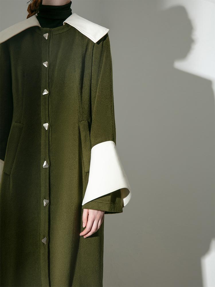 “Coat” Dress With Color Block Lapel - BLANCORE