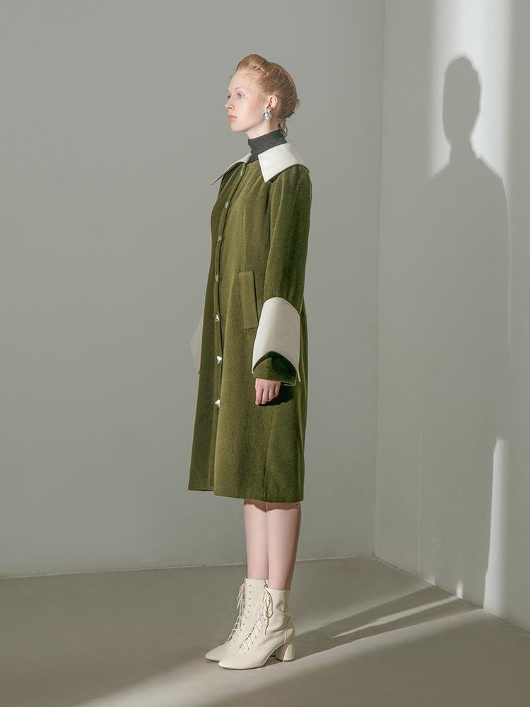 “Coat” Dress With Color Block Lapel - BLANCORE