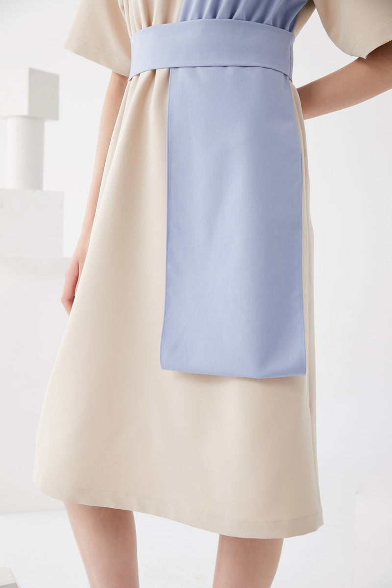 Color Block 3D Fold Dress - BLANCORE