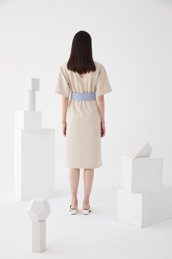 Color Block 3D Fold Dress - BLANCORE