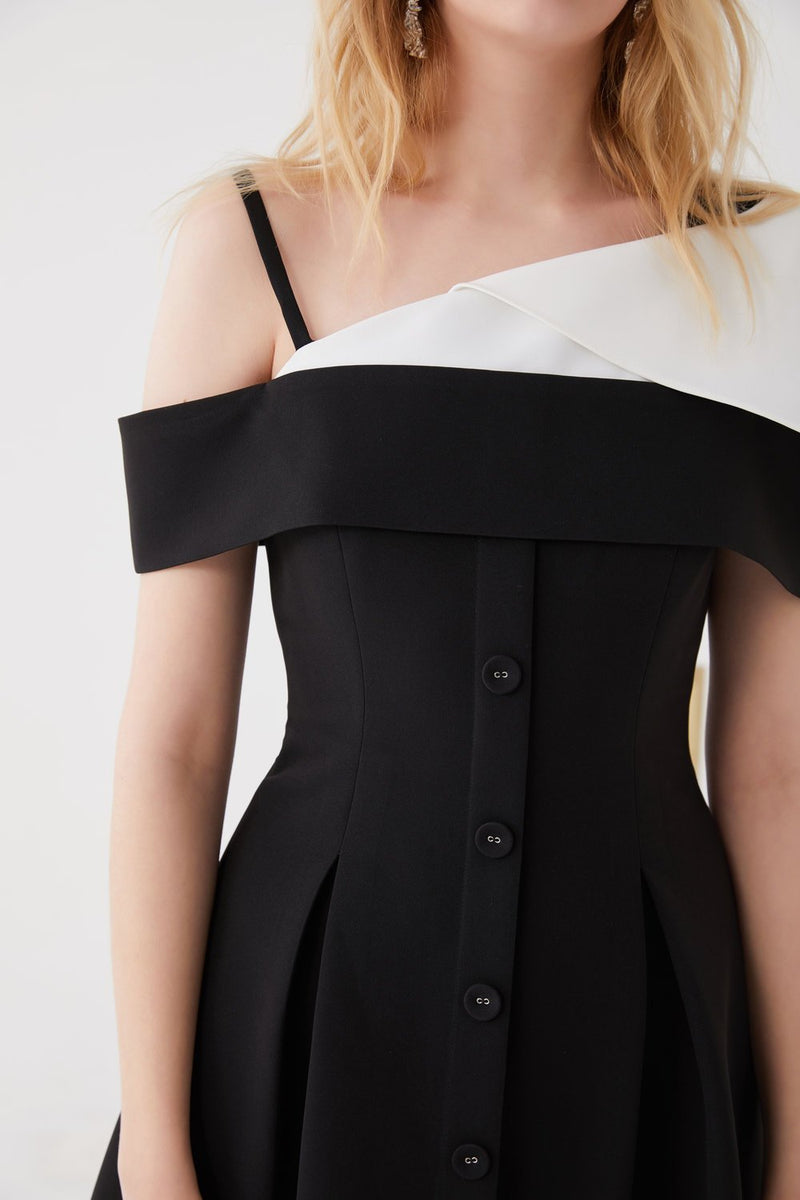 Color Block A-line Dress - BLANCORE