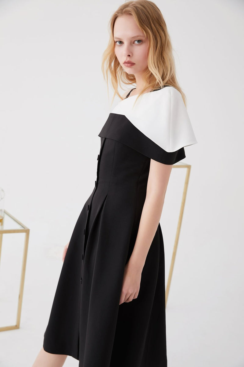 Color Block A-line Dress - BLANCORE