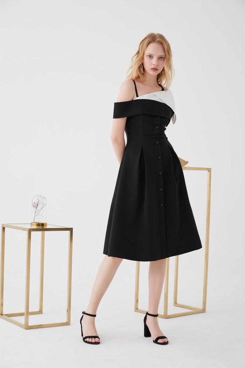 Color Block A-line Dress - BLANCORE
