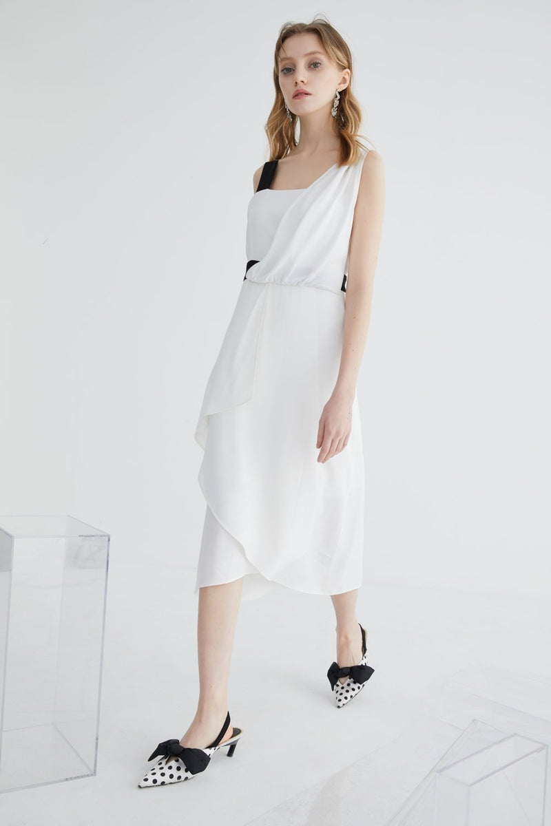 Color Block Dress with Fold Detail - BLANCORE