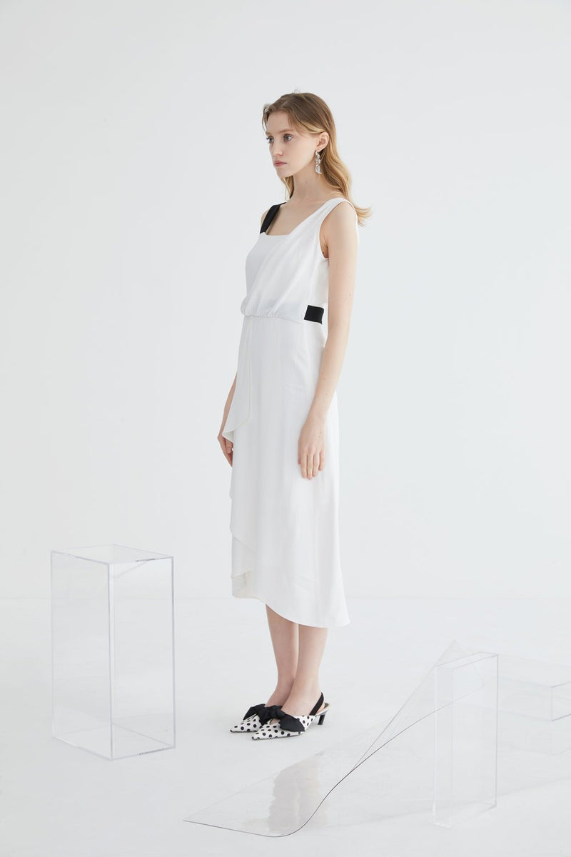 Color Block Dress with Fold Detail - BLANCORE
