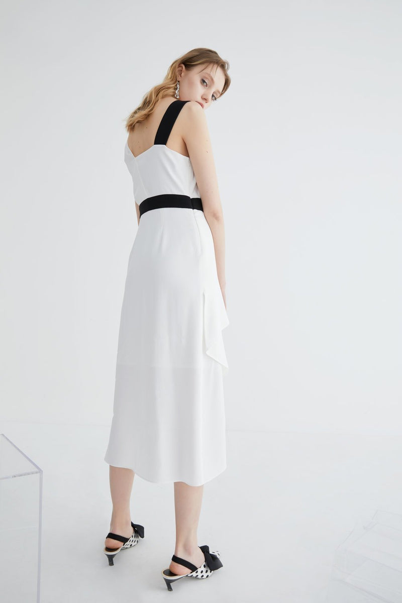 Color Block Dress with Fold Detail - BLANCORE