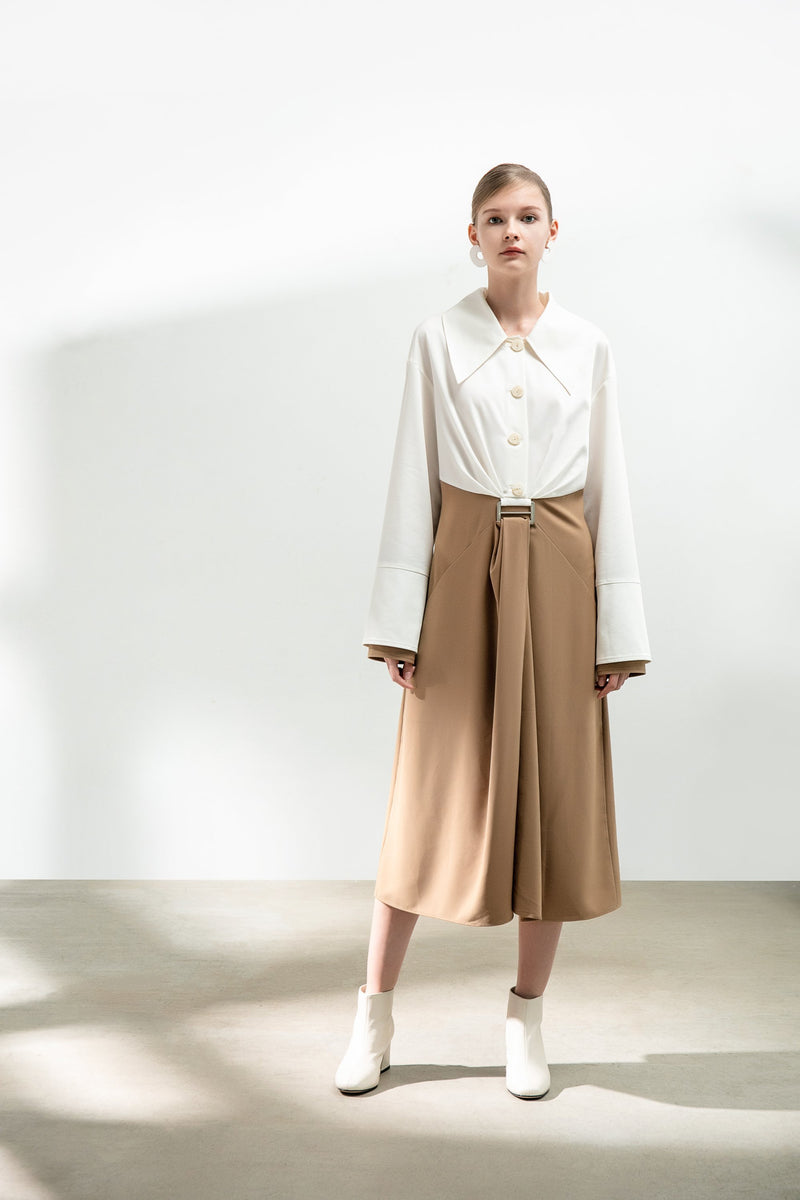 Color Block Shirt Dress - BLANCORE