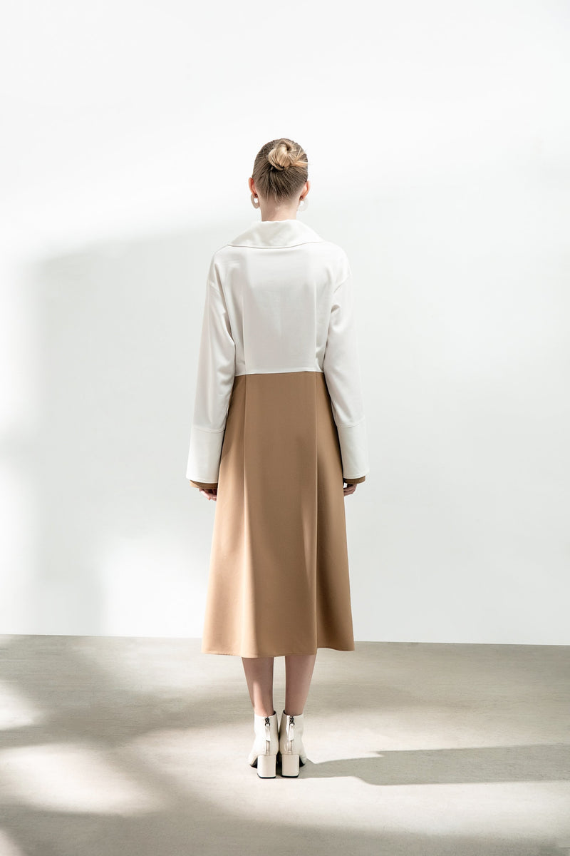 Color Block Shirt Dress - BLANCORE