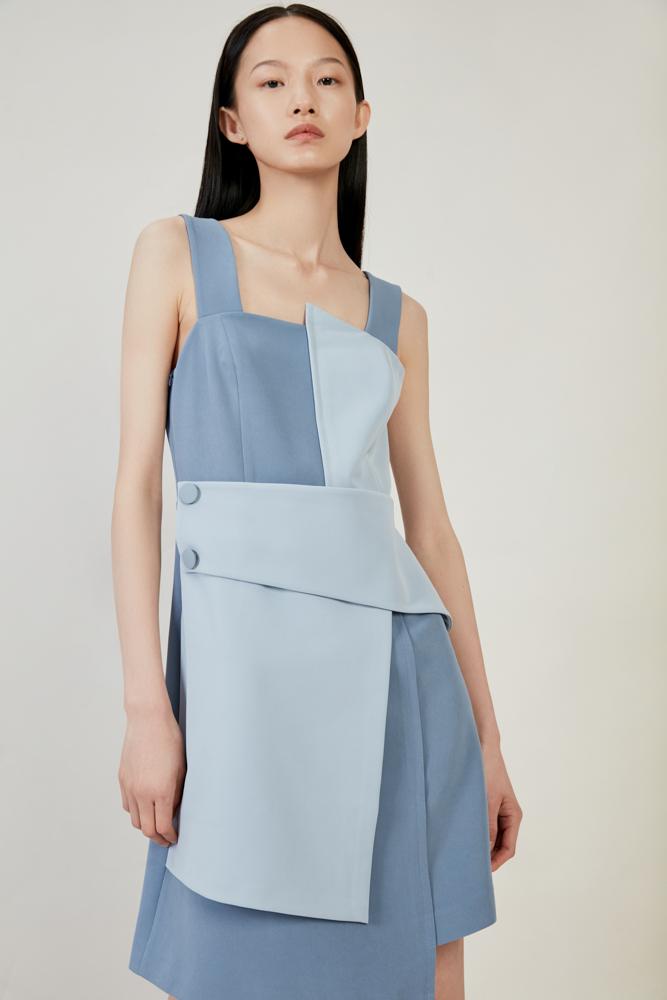 Color Block Slip Dress - BLANCORE