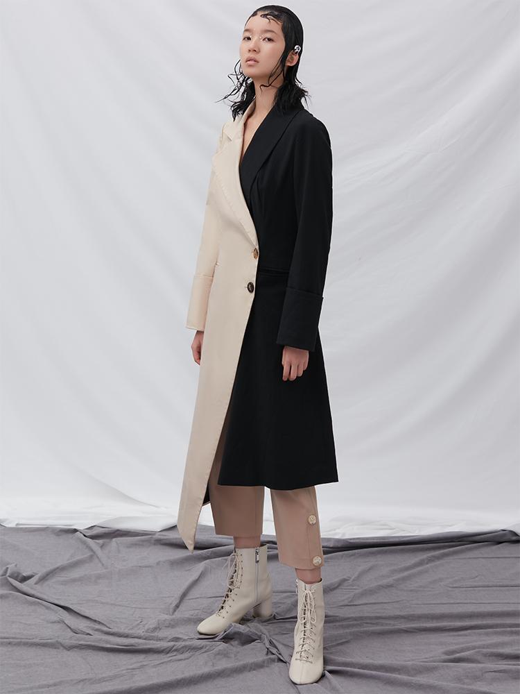 Color Block Trench Coat - BLANCORE