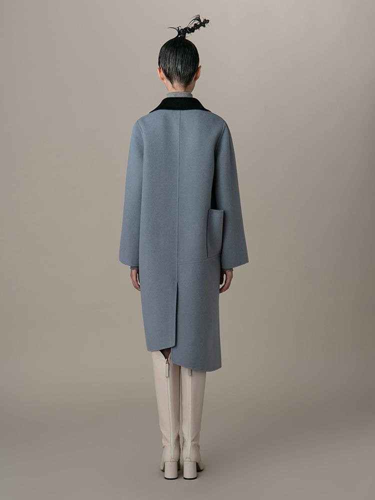 Color Block Wool Coat - BLANCORE