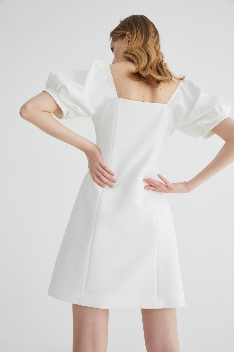 Corset Dress with Puffle Sleeve - BLANCORE
