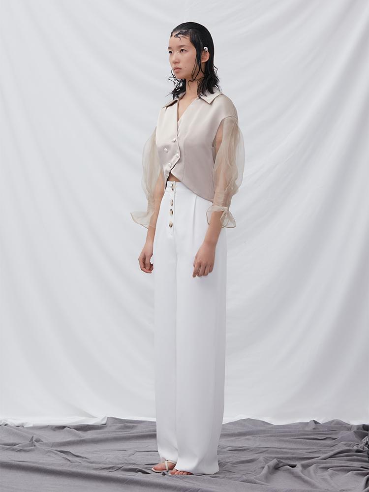 Culottes with Button Detail - BLANCORE