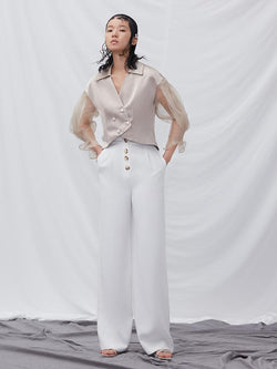 Culottes with Button Detail - BLANCORE
