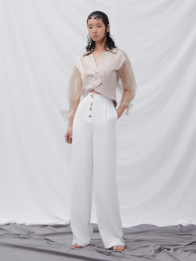 Culottes with Button Detail - BLANCORE