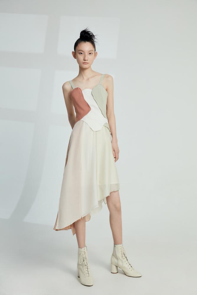 D- Color Block Slip Dress - BLANCORE