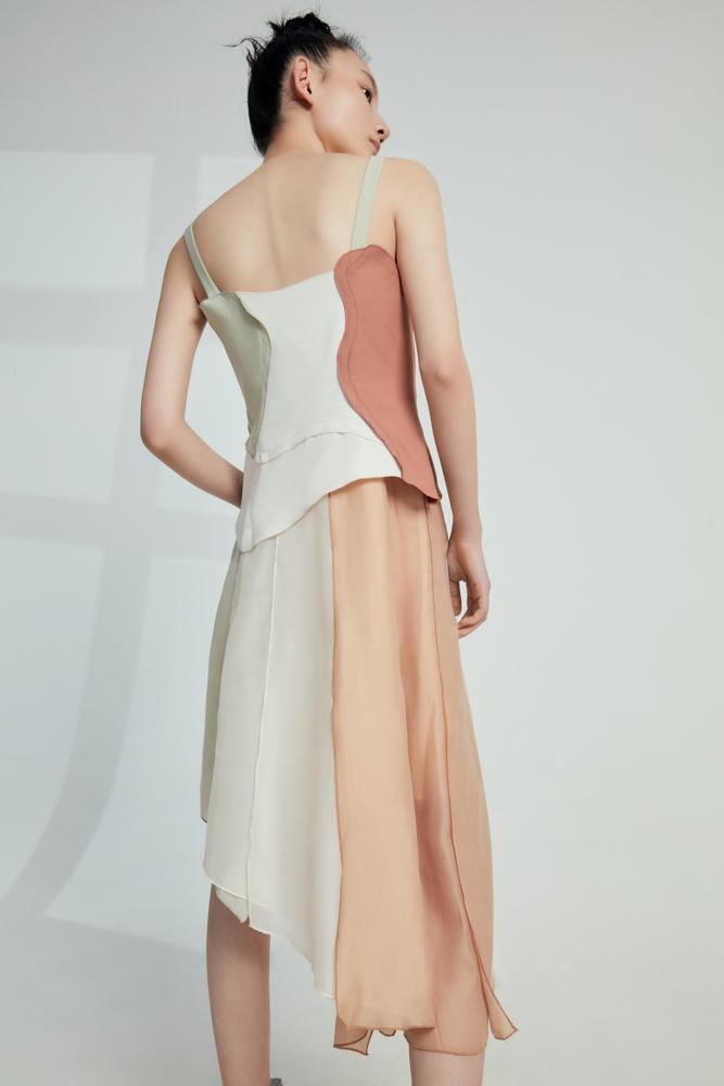 D- Color Block Slip Dress - BLANCORE