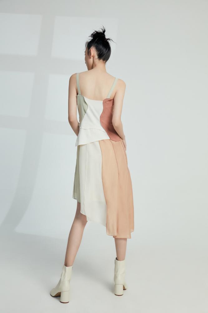 D- Color Block Slip Dress - BLANCORE