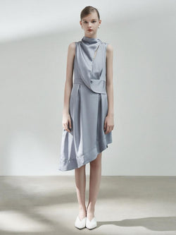 Deconstructed Standing Collar Dress - BLANCORE