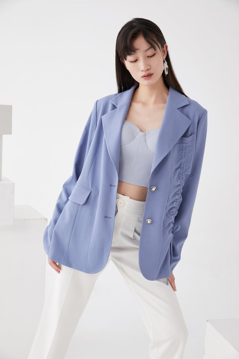 Draped Notch Lapel Blazer - BLANCORE
