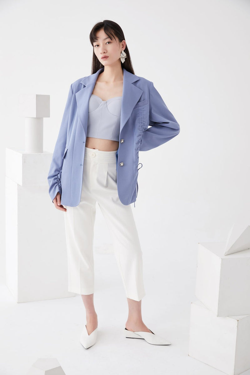 Draped Notch Lapel Blazer - BLANCORE