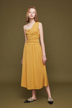 Draped One-Shoulder Dress - BLANCORE