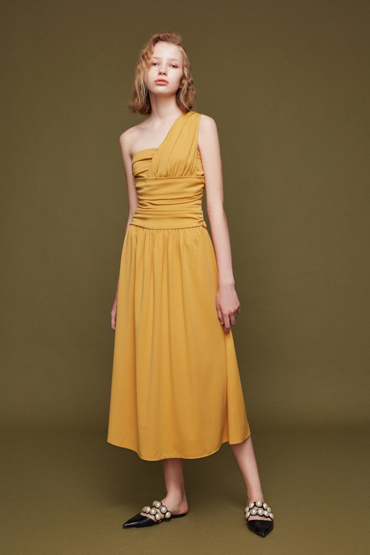 Draped One-Shoulder Dress - BLANCORE