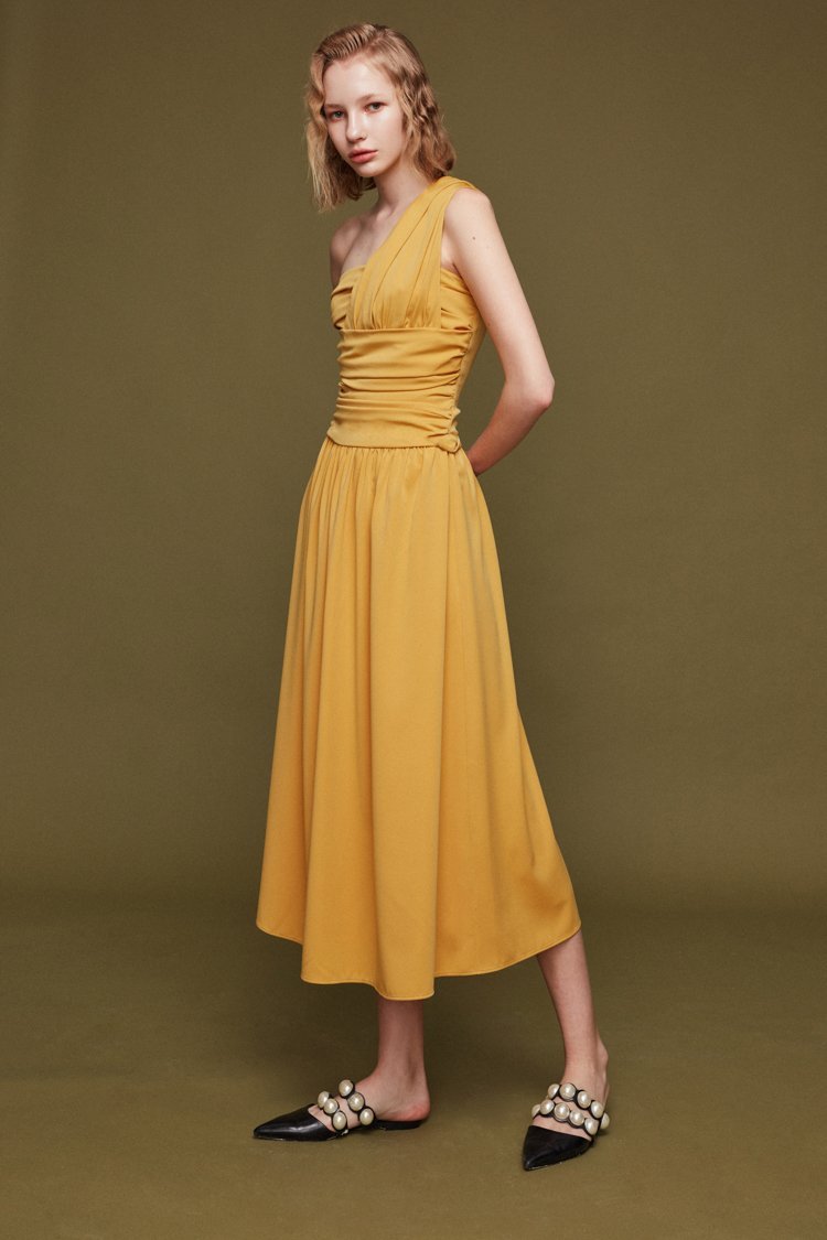 Draped One-Shoulder Dress - BLANCORE