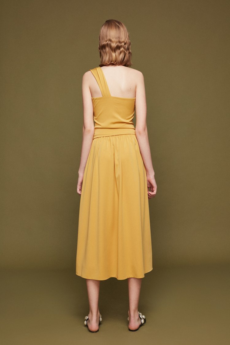 Draped One-Shoulder Dress - BLANCORE